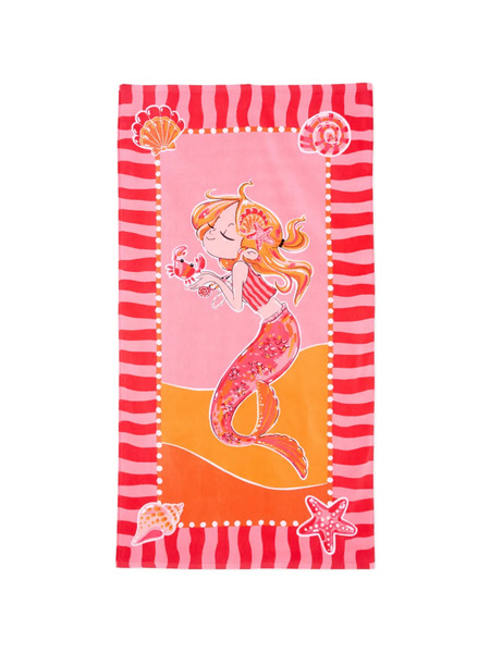  Mayoral Striped Mermaid Beach Towel - Pink 