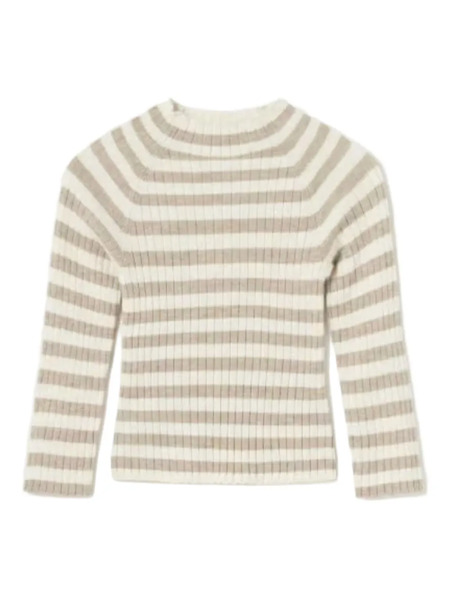  Mayoral Striped Mock-neck Top - Neutrals 
