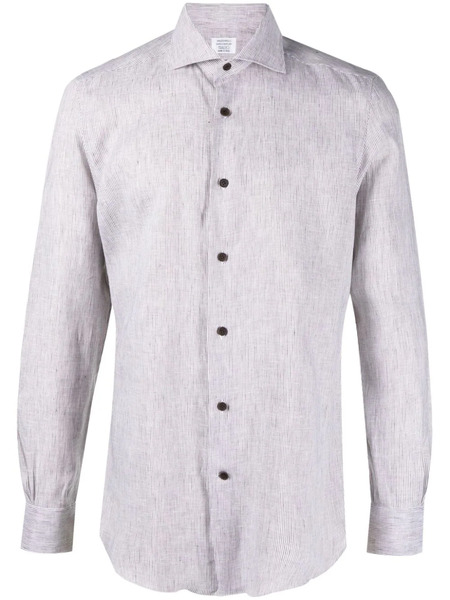  Mazzarelli Striped Long-sleeve Shirt - Neutrals 