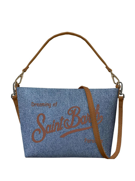  Mc2 Saint Barth Aline Shoulder Logo Denim Shoulder Bag - Blue 