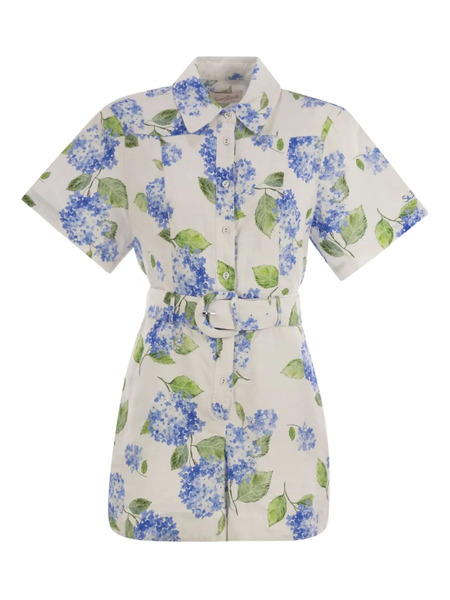  Mc2 Saint Barth Carola Floral-print Belted Playsuit - Neutrals 