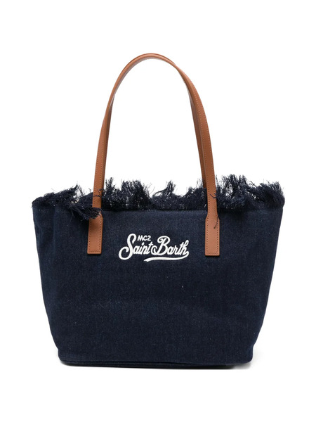  Mc2 Saint Barth City Embroidered Fringed Tote Bag - Blue 