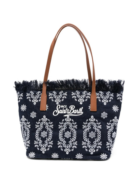  Mc2 Saint Barth City Fringed Floral Tote Bag - Blue 