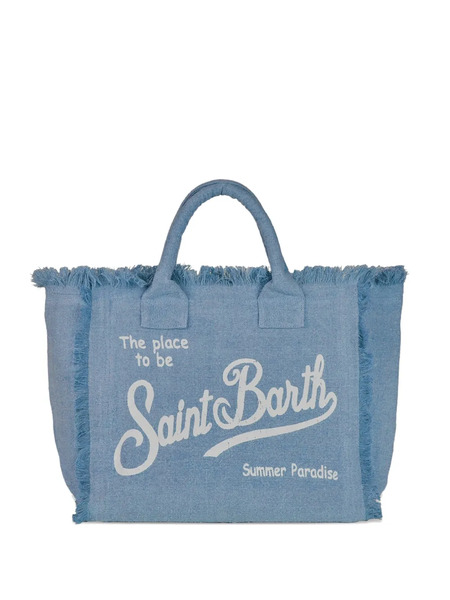  Mc2 Saint Barth Collette Fringed Zip Linen Tote Bag - Blue 