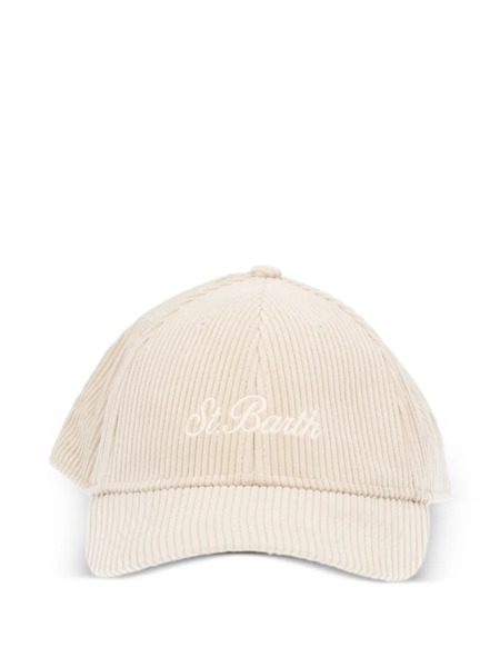  Mc2 Saint Barth Corduroy Logo-embroidered Cap - Neutrals 