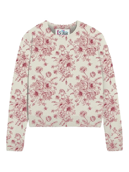 Mc2 Saint Barth Floral-print Crew-neck Sweater - White 