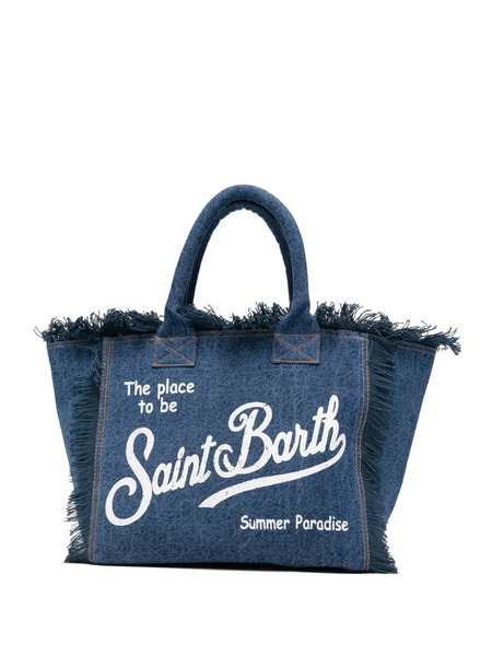  Mc2 Saint Barth Fringed-detail Logo-print Tote Bag - Blue 