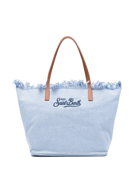  Mc2 Saint Barth Fringed-detail Striped-pattern Tote Bag - Blue 
