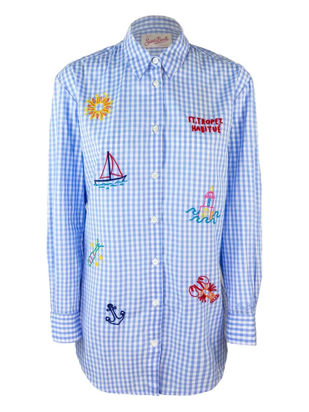  Mc2 Saint Barth Gingham Embroidered Shirt - Blue 
