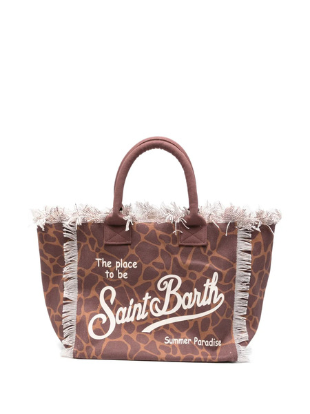  Mc2 Saint Barth Giraffe-print Fringed Tote Bag - Brown 