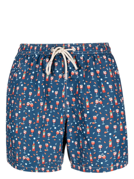  Mc2 Saint Barth Graphic-print Swim Shorts - Blue 