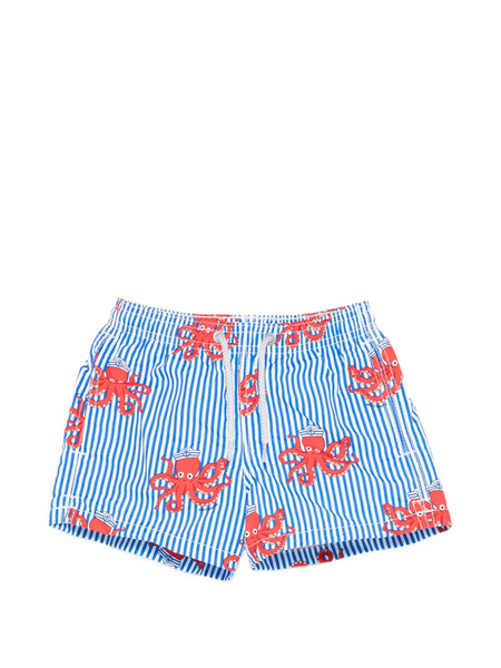  Mc2 Saint Barth Jean Striped-print Swim Shorts - Blue 