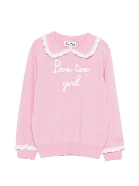  Mc2 Saint Barth Kids Alida Jr Ruffled Collared Top - Pink 