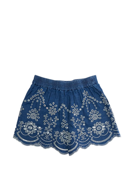 Mc2 Saint Barth Kids Amani Embroidered Scalloped Shorts - Blue 