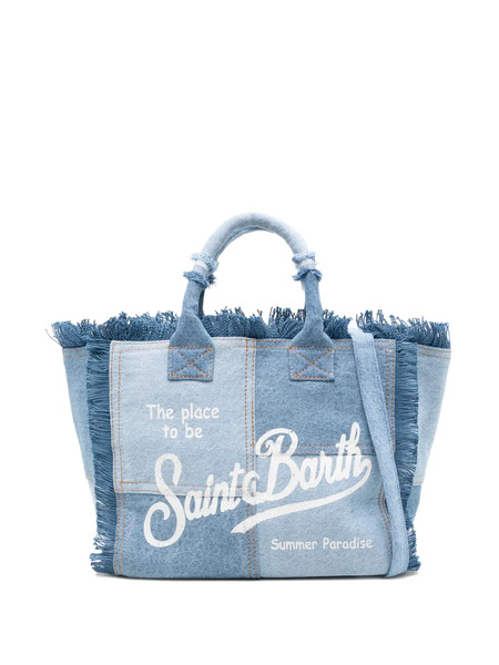  Mc2 Saint Barth Kids Colette Fringed Patchwork Tote Bag - Blue 