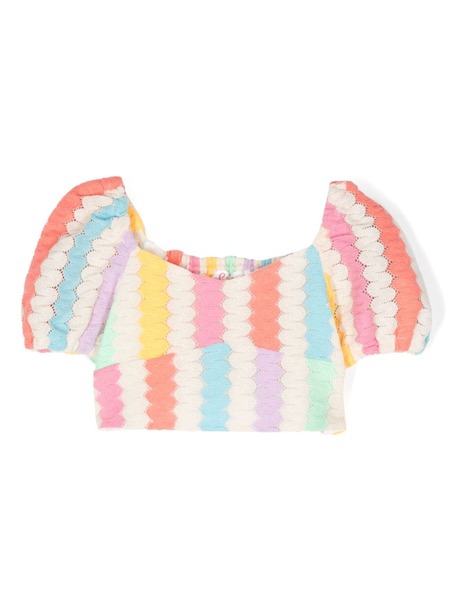  Mc2 Saint Barth Kids Colour-block Cropped Top - Neutrals 