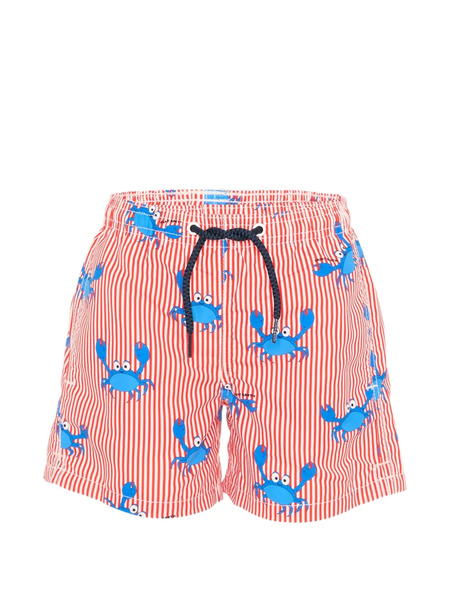  Mc2 Saint Barth Kids Crab Striped Boxer Shorts - Red 