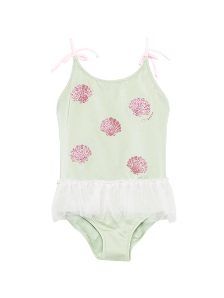  Mc2 Saint Barth Kids Dancer Ruffled Swimsuit - Green 