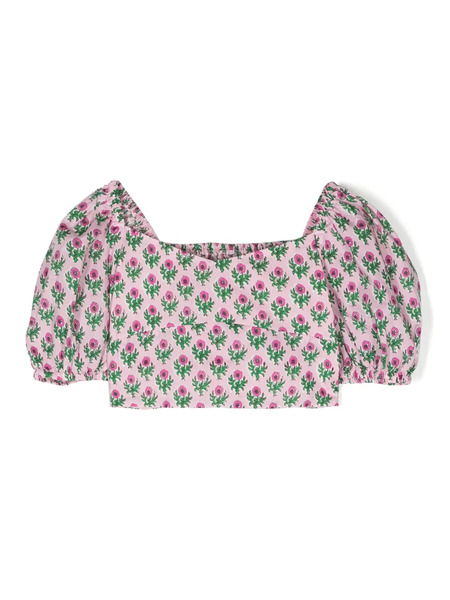  Mc2 Saint Barth Kids Delia Jr Floral-print Blouse - Pink 