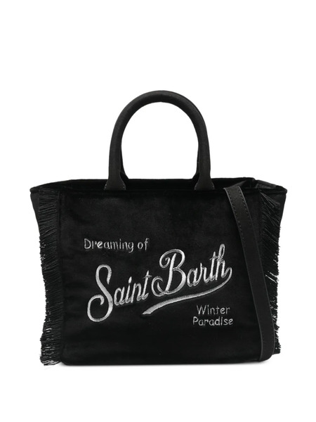  Mc2 Saint Barth Kids Fringe-trim Logo-embroidered Tote Bag - Black 