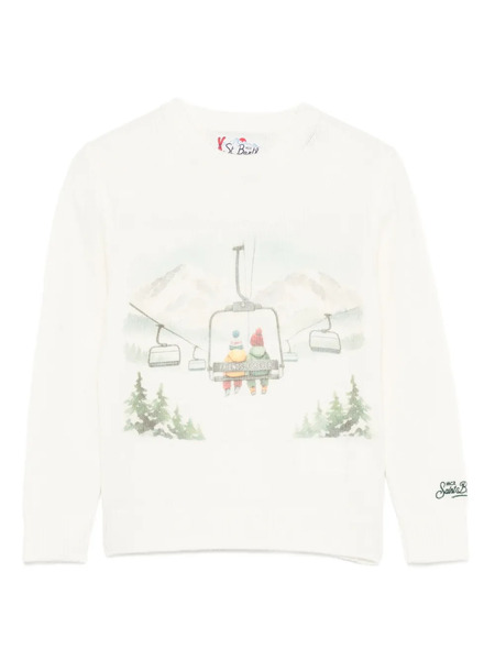  Mc2 Saint Barth Kids Graphic-print Crew-neck Sweater - Neutrals 