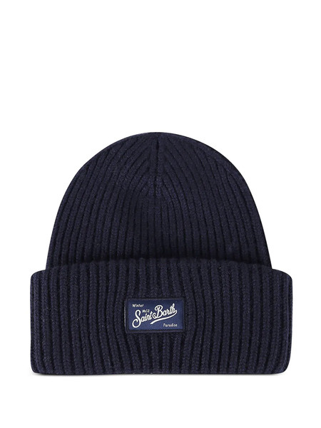  Mc2 Saint Barth Kids Logo-patch Beanie Hat - Blue 