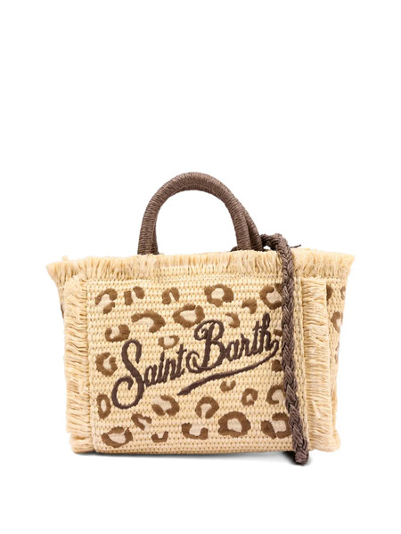  Mc2 Saint Barth Kids Mini Vanity Leopard-print Fringed Beach Bag - Neutrals 