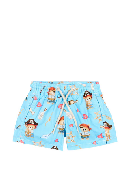  Mc2 Saint Barth Kids Pirate Print Boxer Shorts - Blue 