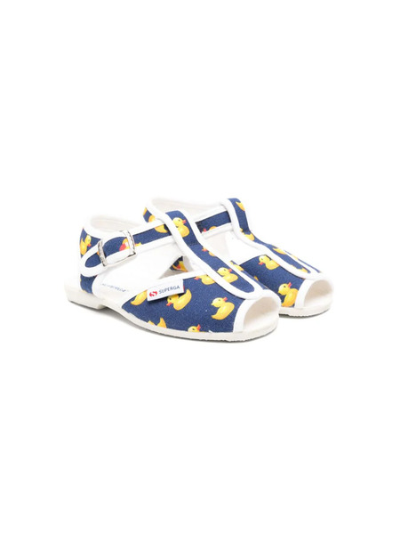  Mc2 Saint Barth Kids Rubber Ducks-printed Sandals - Blue 