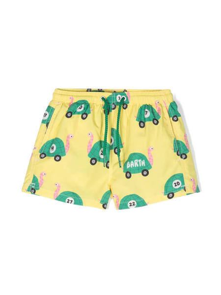 Mc2 Saint Barth Kids Speedy Turtle Swim Shorts - Yellow 