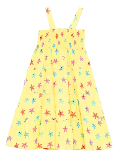  Mc2 Saint Barth Kids Star-embroidered Dress - Yellow 