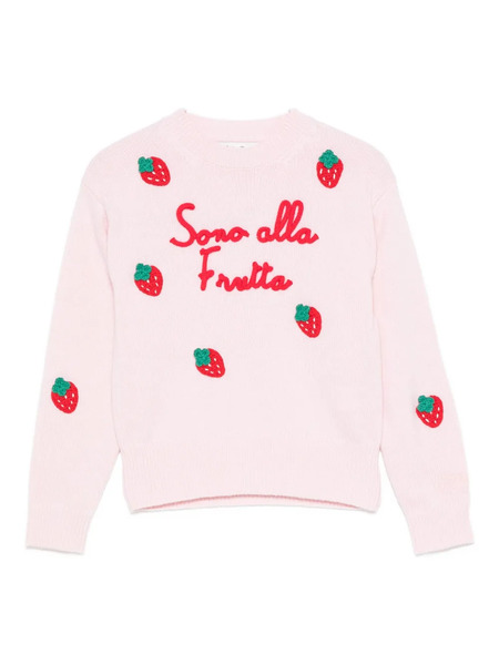  Mc2 Saint Barth Kids Strawberry-embroidered Sweater - Pink 