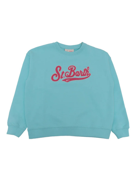  Mc2 Saint Barth Kids Terry-logo Cotton Sweatshirt - Blue 