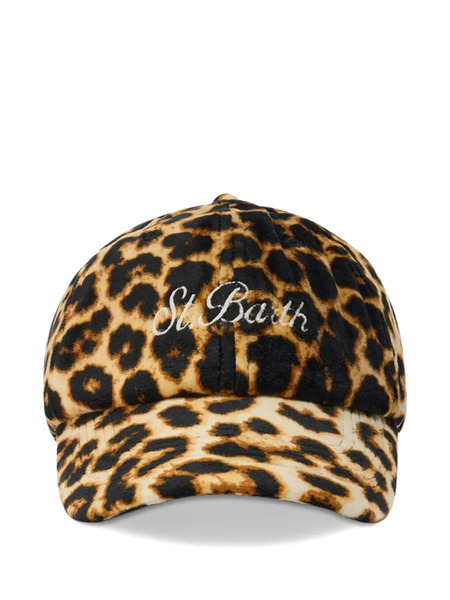  Mc2 Saint Barth Leopard-print Logo-embroidered Baseball Cap - Neutrals 