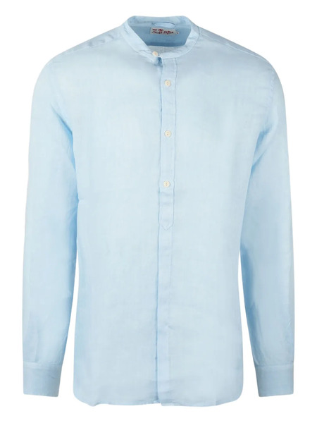  Mc2 Saint Barth Linen Mandarin-collar Shirt - Blue 