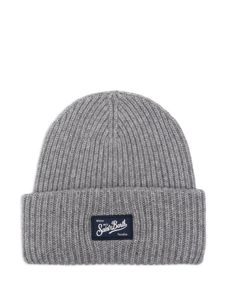  Mc2 Saint Barth Logo-appliqué Ribbed Beanie - Grey 