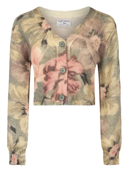  Mc2 Saint Barth Lyza Floral-pattern Button Cardigan - Green 