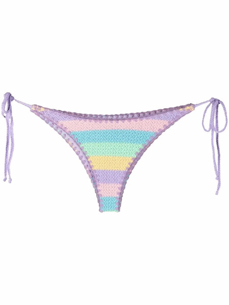  Mc2 Saint Barth Marielle Striped Crochet Bikini Briefs - Blue 