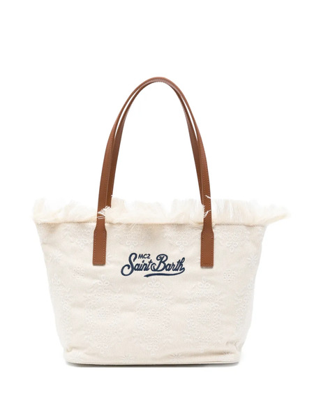  Mc2 Saint Barth Mid City Fringed Floral Shoulder Bag - Neutrals 