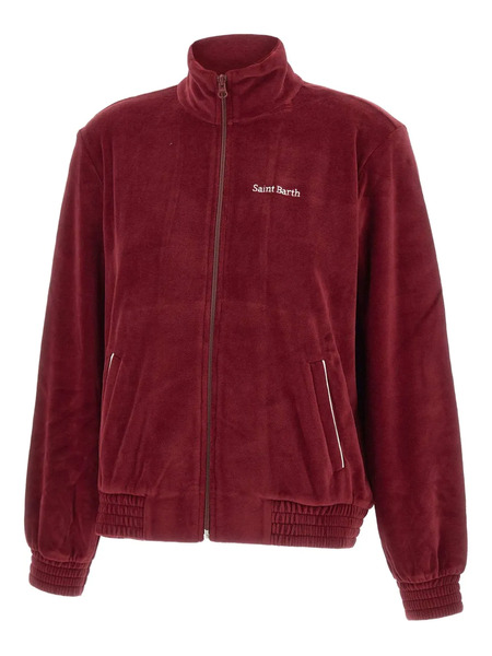  Mc2 Saint Barth Miriam Chenille Logo-embroidered Zip-up Sweater 