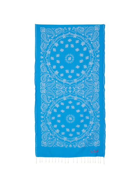  Mc2 Saint Barth Paisley-print Fringed Beach Towel - Blue 