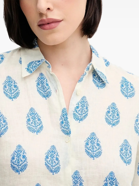  Mc2 Saint Barth Paisley-print Linen Shirt - White 