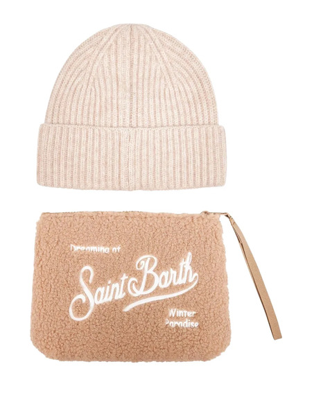  Mc2 Saint Barth Ribbed Embroidery Beanie Pouch (set Of Two) - Brown 