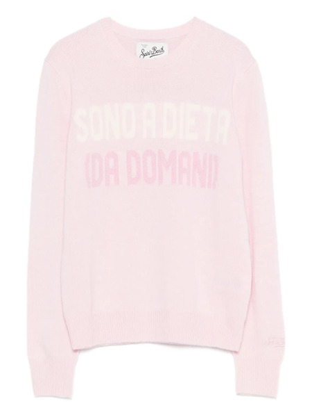  Mc2 Saint Barth Ribbed Knit Lettering Jumper - Pink 