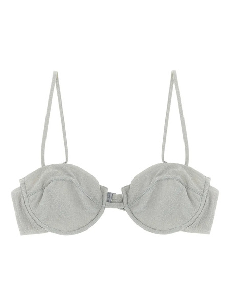  Mc2 Saint Barth Salina Lurex Bralette Bikini Top - Silver 