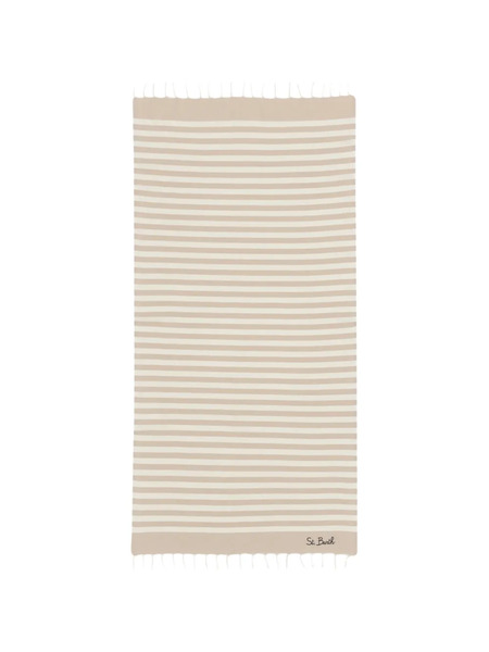  Mc2 Saint Barth Striped Fringed Beach Towel - Neutrals 