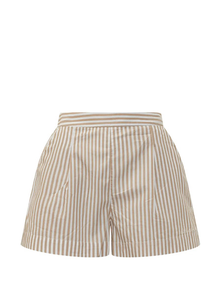  Mc2 Saint Barth Striped High-waist Shorts - Neutrals 