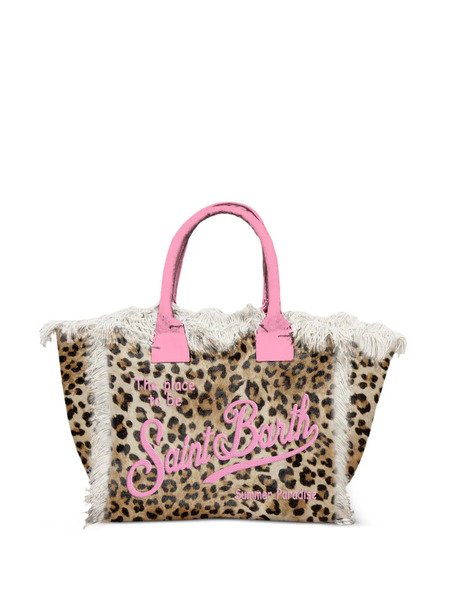  Mc2 Saint Barth Vanity Leopard Print Fringed Tote Bag - Neutrals 