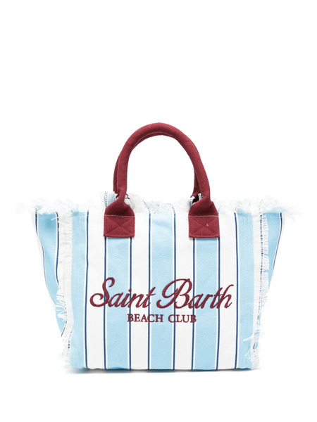  Mc2 Saint Barth Vanity Striped Fringed-detail Tote Bag - Blue 