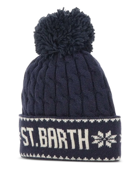  Mc2 Saint Barth Wilhelm Cable-knit Pompom Beanie - Blue 